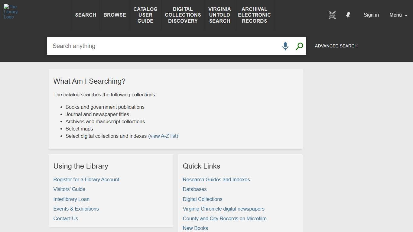 Library of Virginia Catalog